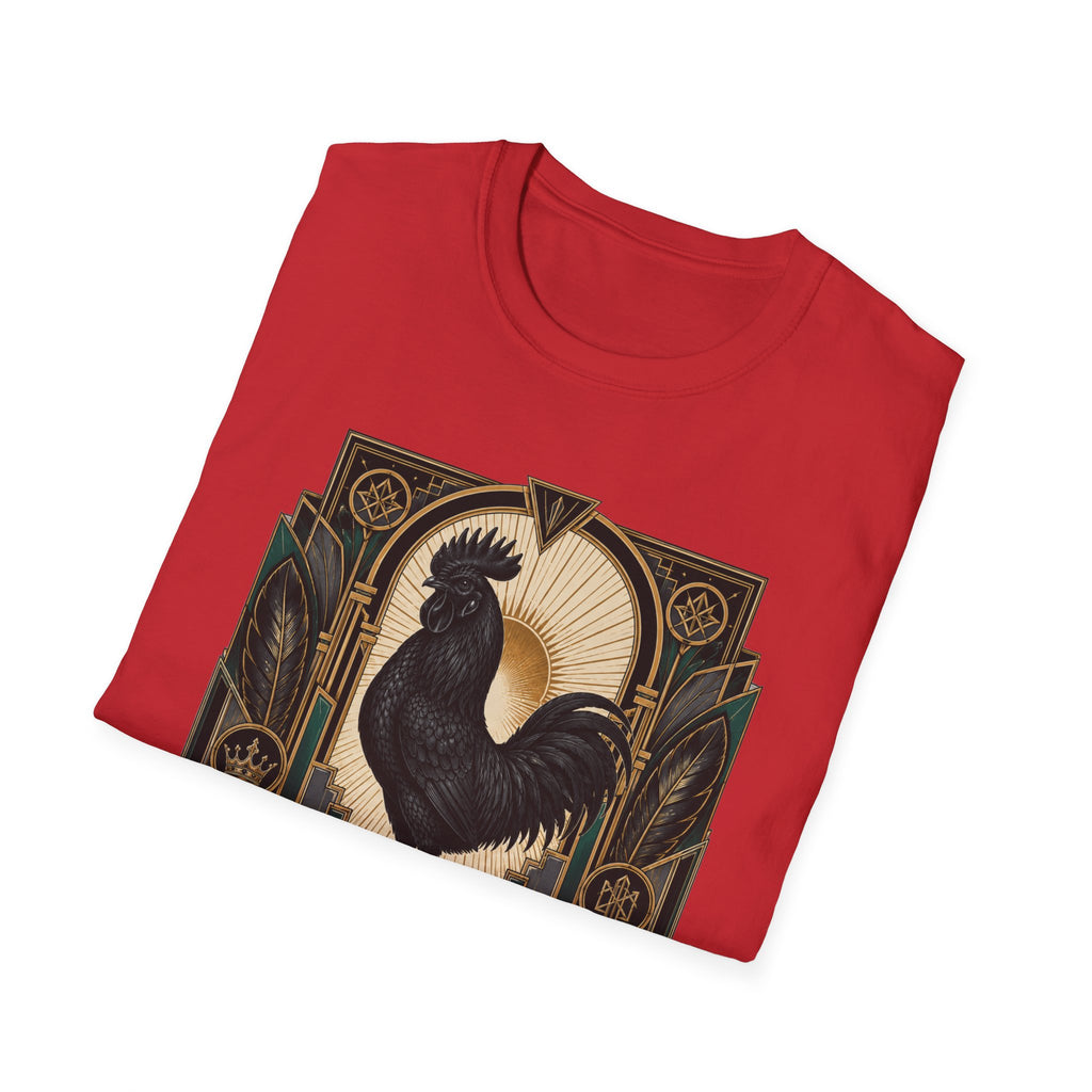 The Black Crown Ayam Cemani T-Shirt — Art Deco Rooster Graphic Tee