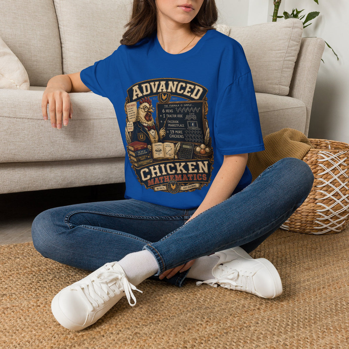 Advanced Chicken Mathematics T-Shirt — 19 More Chickens Formula Tee