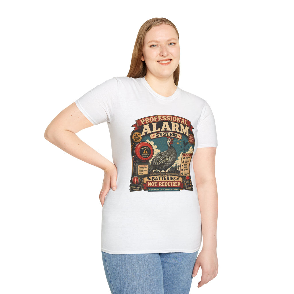 Professional Alarm System Guinea Fowl T-Shirt — Batteries Not Required Tee