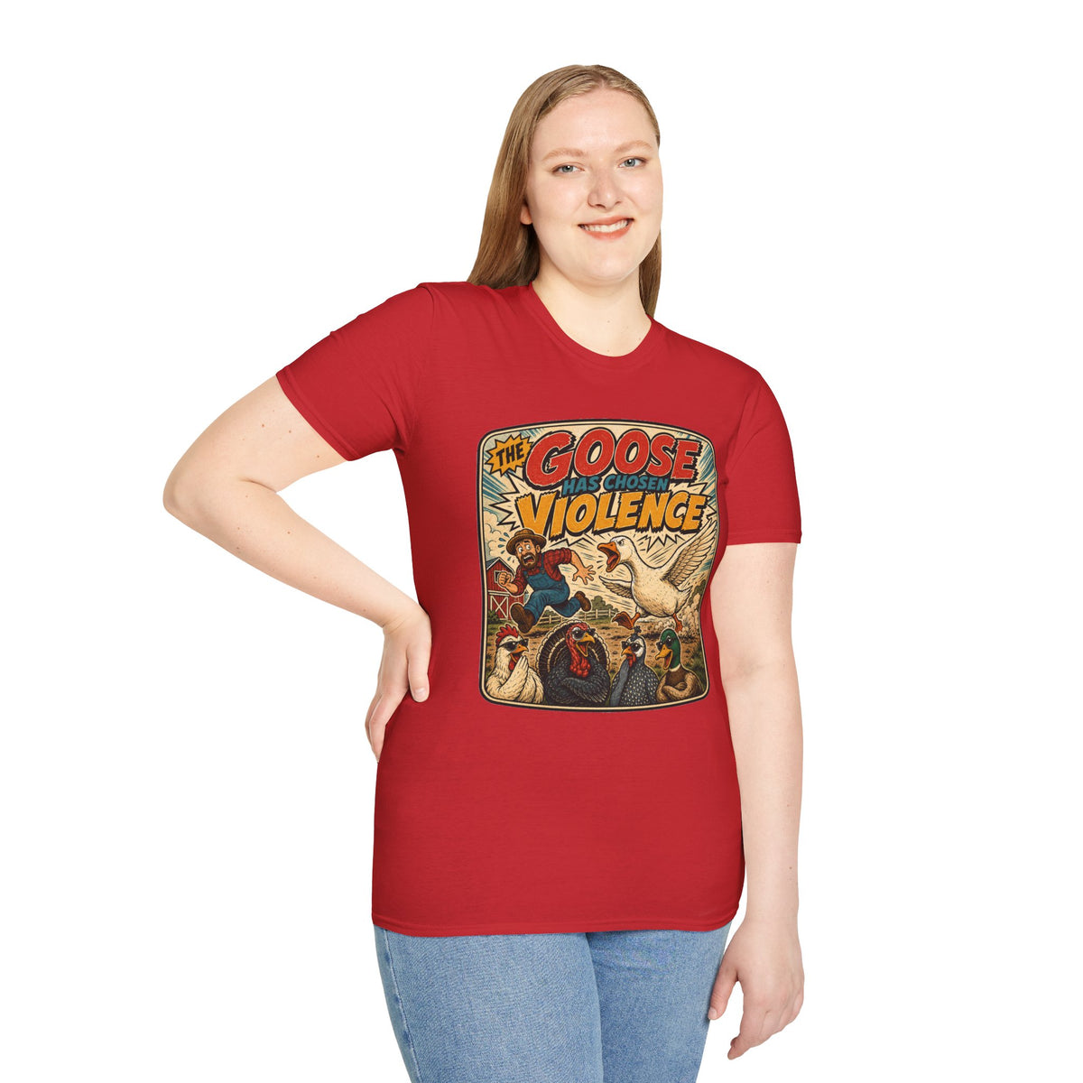 The Goose Has Chosen Violence T-Shirt — Funny Farmyard Chaos Tee