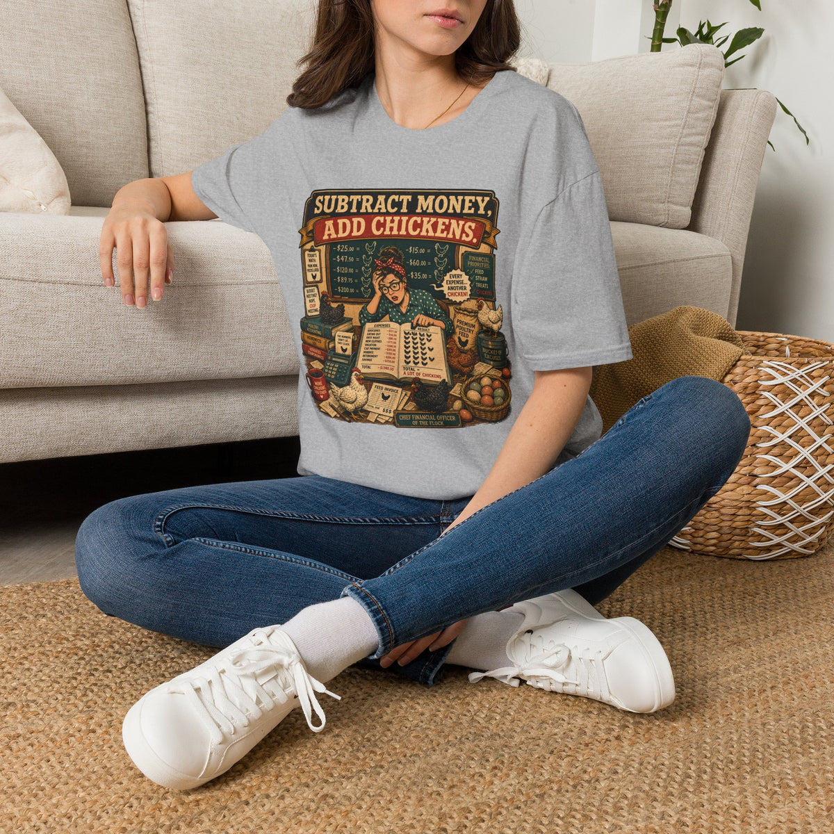 Subtract Money Add Chickens T-Shirt — Chicken Math Budget Tee