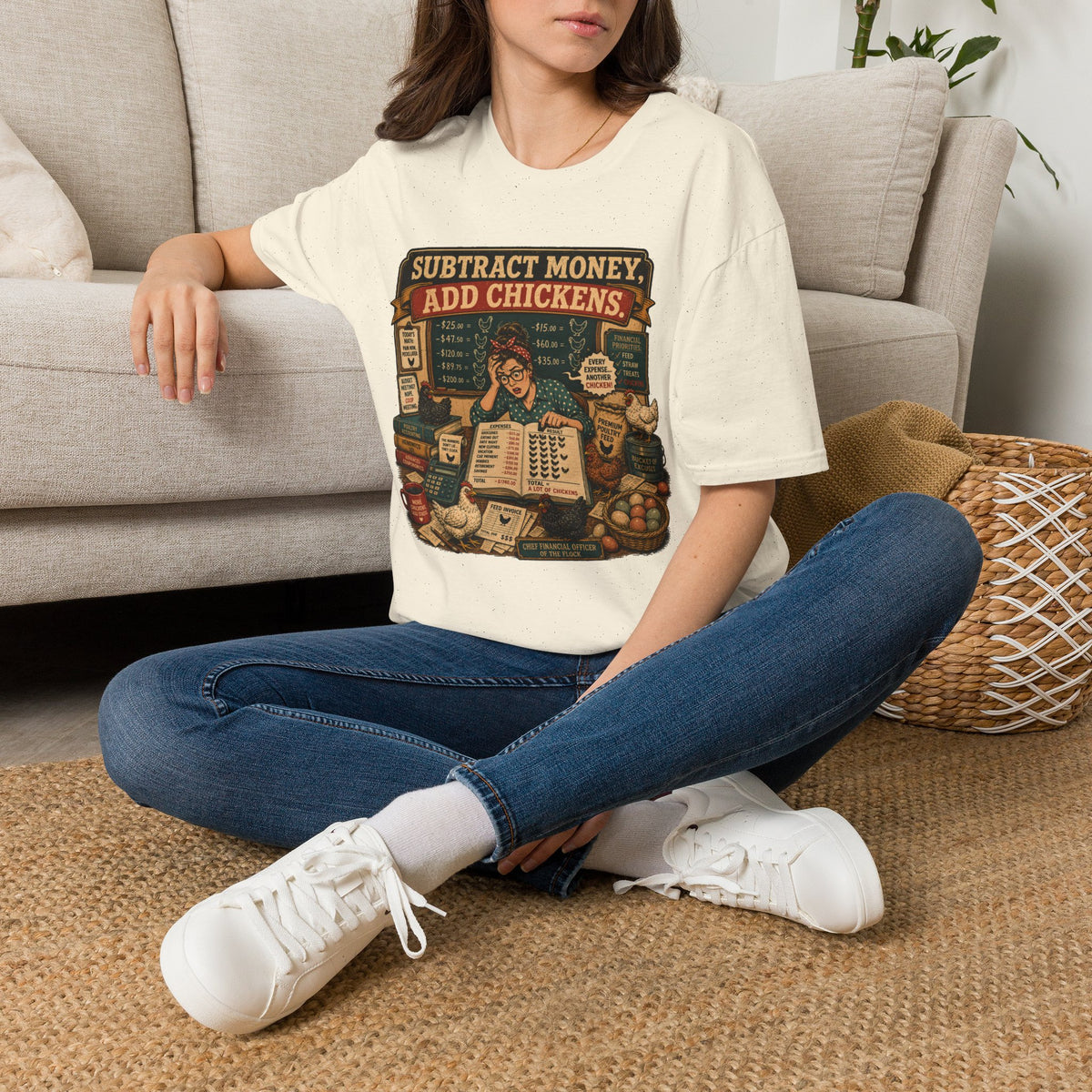 Subtract Money Add Chickens T-Shirt — Chicken Math Budget Tee