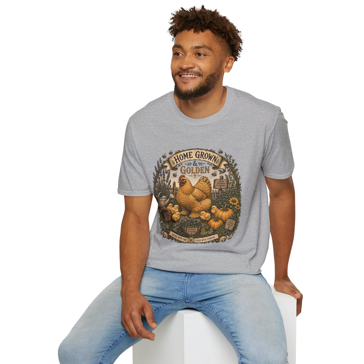 Home Grown and Golden Cochin T-Shirt — Garden Hen & Chicks Tee