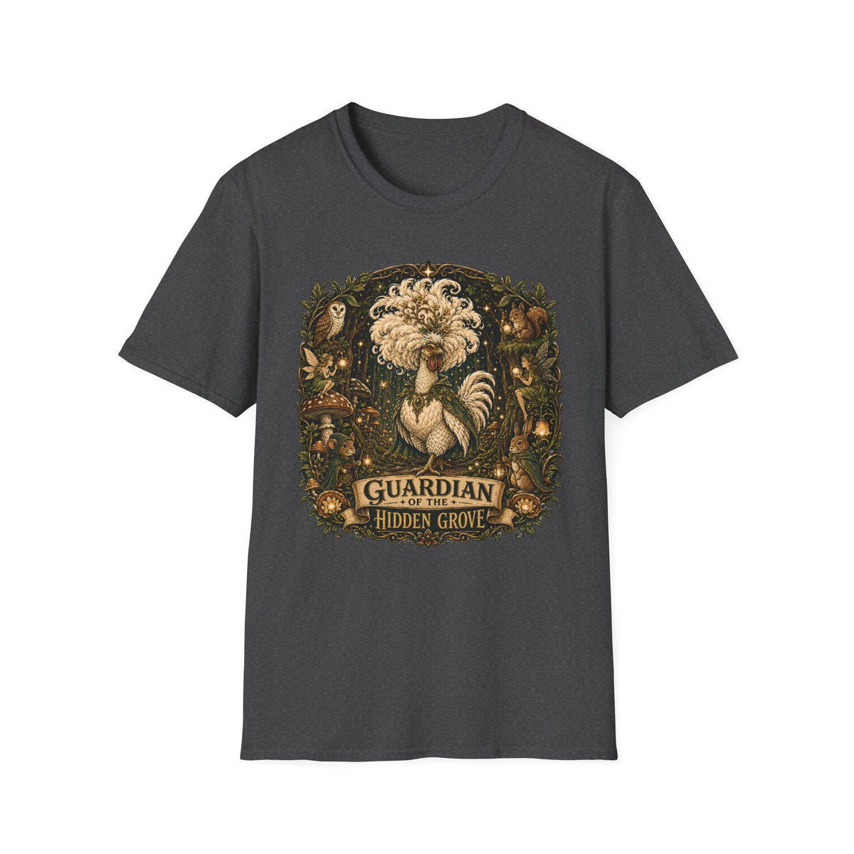 Guardian of the Hidden Grove Polish Chicken T-Shirt — Enchanted Forest Flock Tee