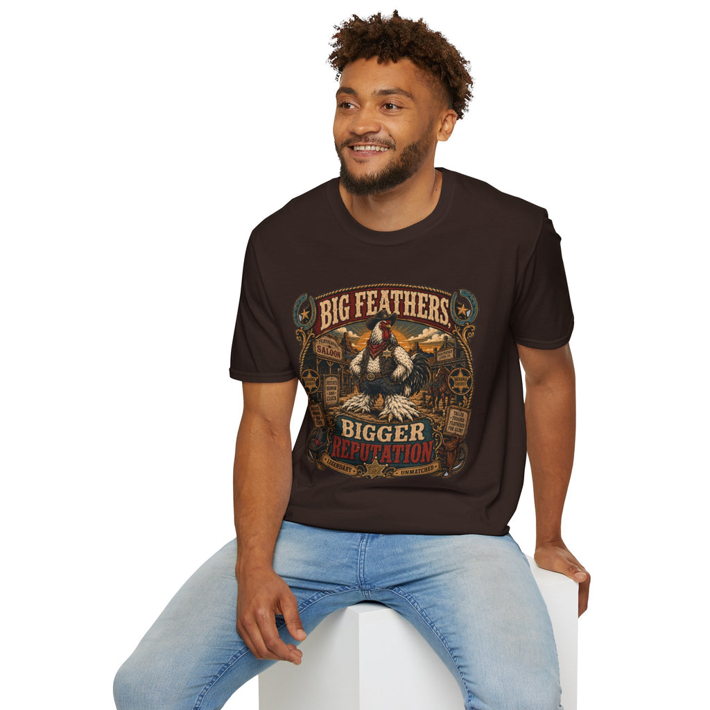 Big Feathers, Bigger Reputation Brahma T-Shirt — Bold Rooster Graphic Tee