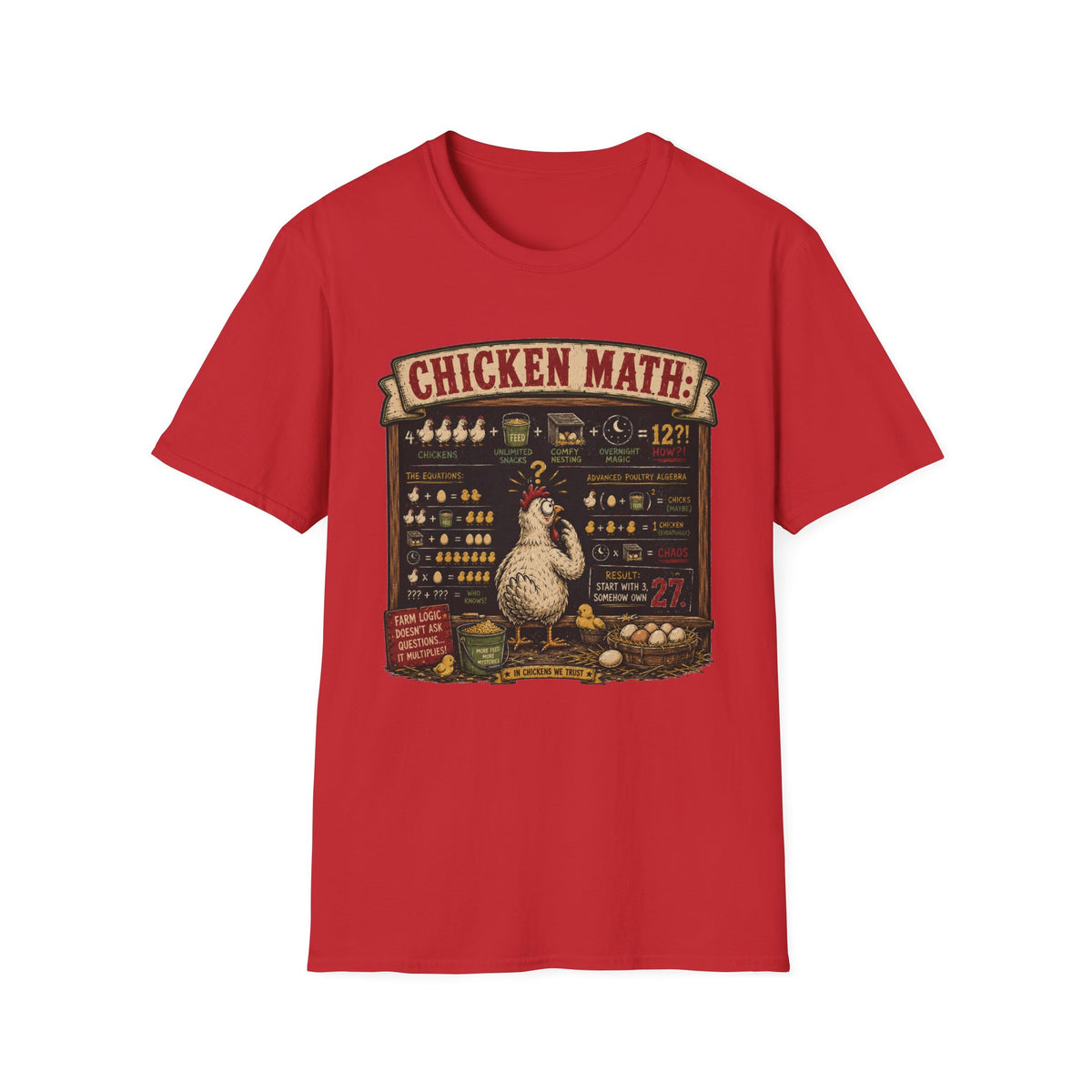 Advanced Poultry Algebra T-Shirt — Chicken Math Chaos Graphic Tee