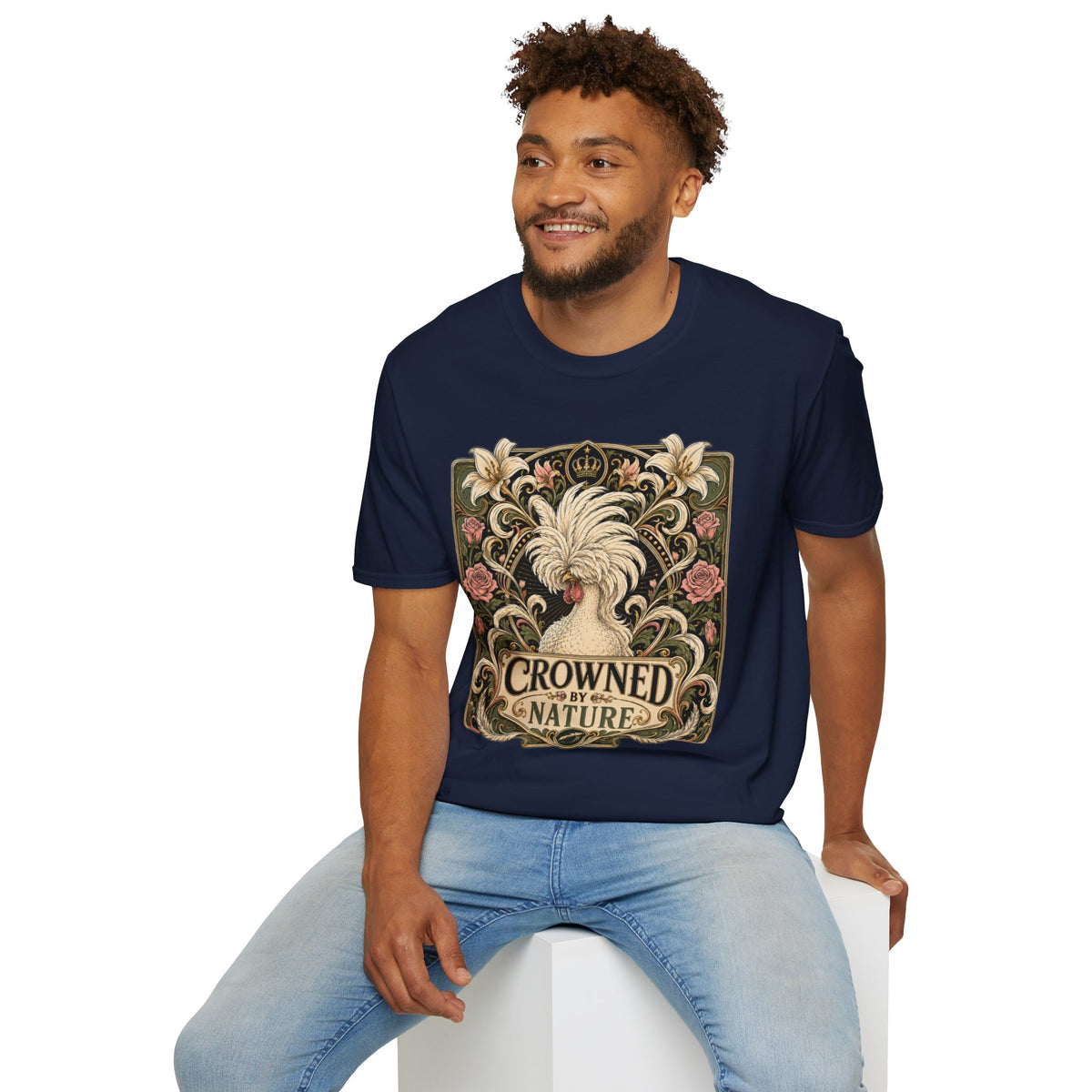 Crowned by Nature Polish Chicken T-Shirt — Vintage Botanical Hen Tee