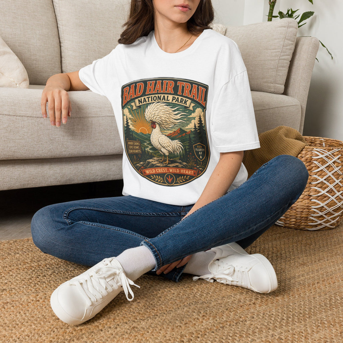 Bad Hair Trail Adventure Badge Polish Chicken T-Shirt