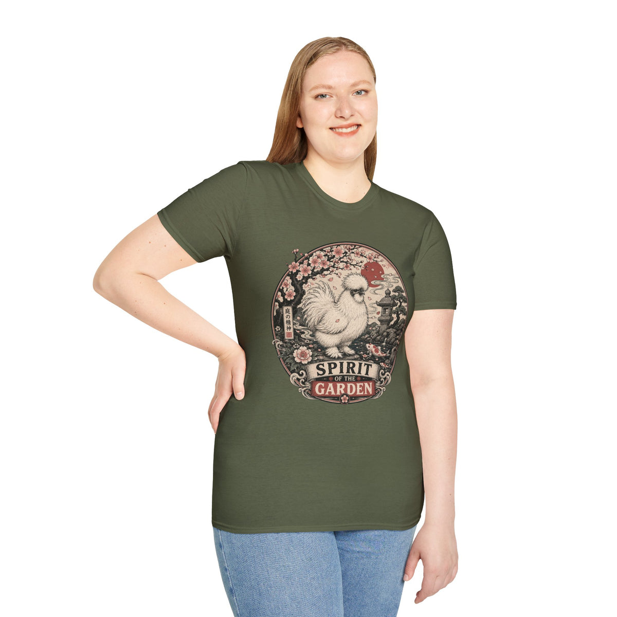Blossom Garden Silkie T-Shirt — Japanese Woodblock Hen Tee