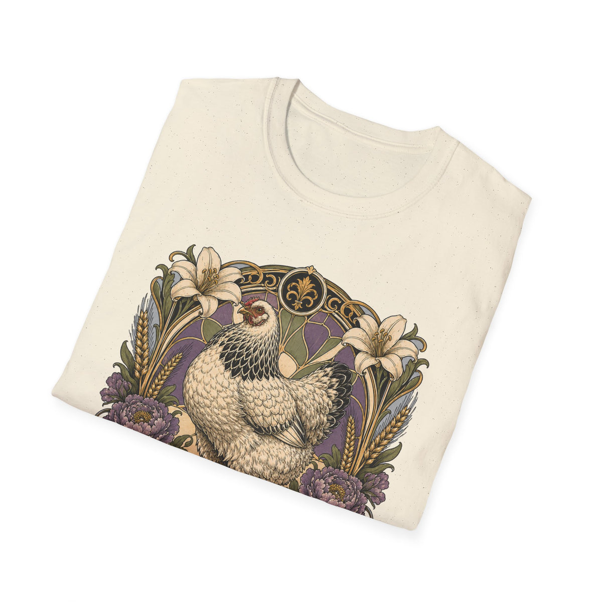 Strength in Grace Brahma Hen T-Shirt — Botanical Rooster Art Tee