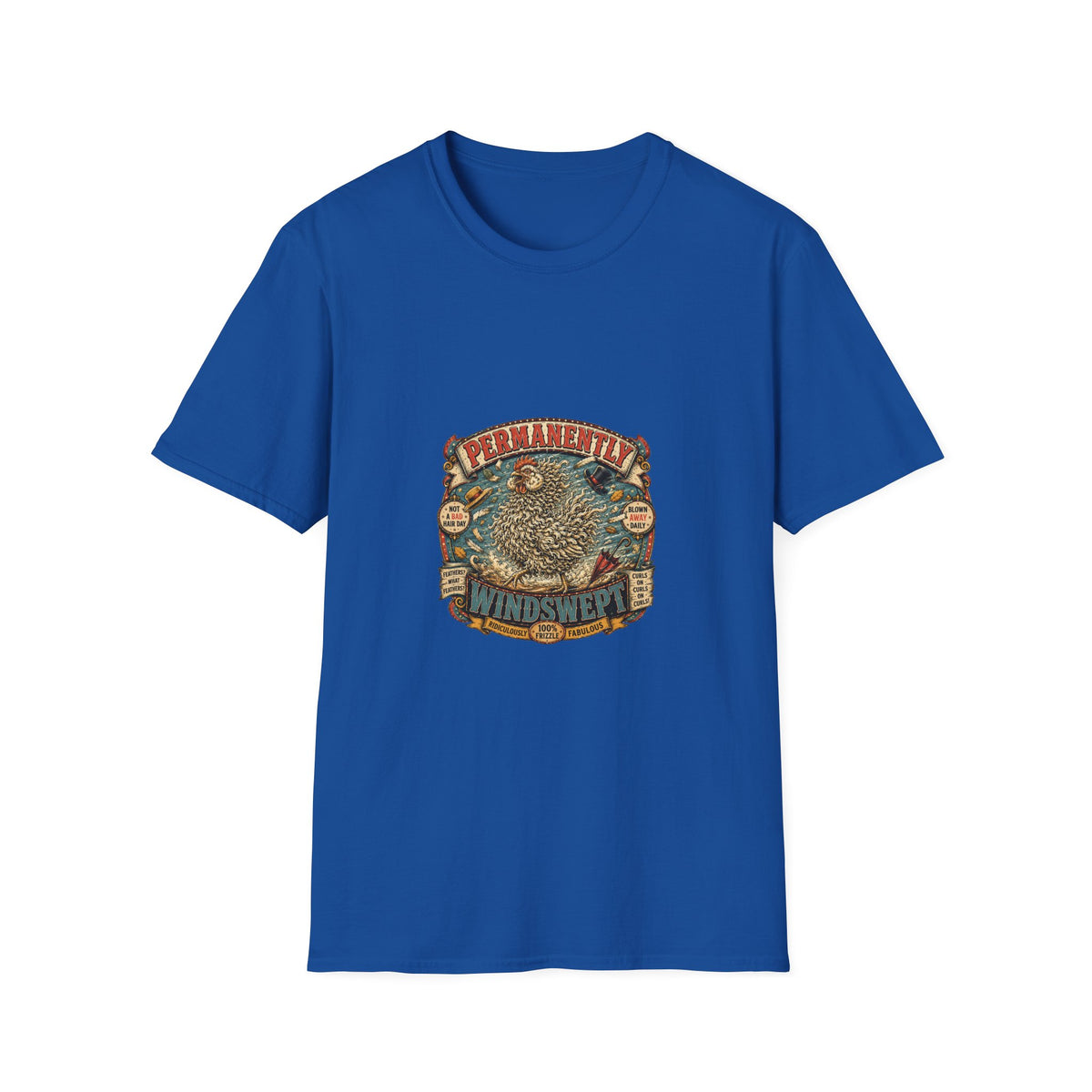 Permanently Windswept Frizzle T-Shirt — Curly Feather Novelty Tee