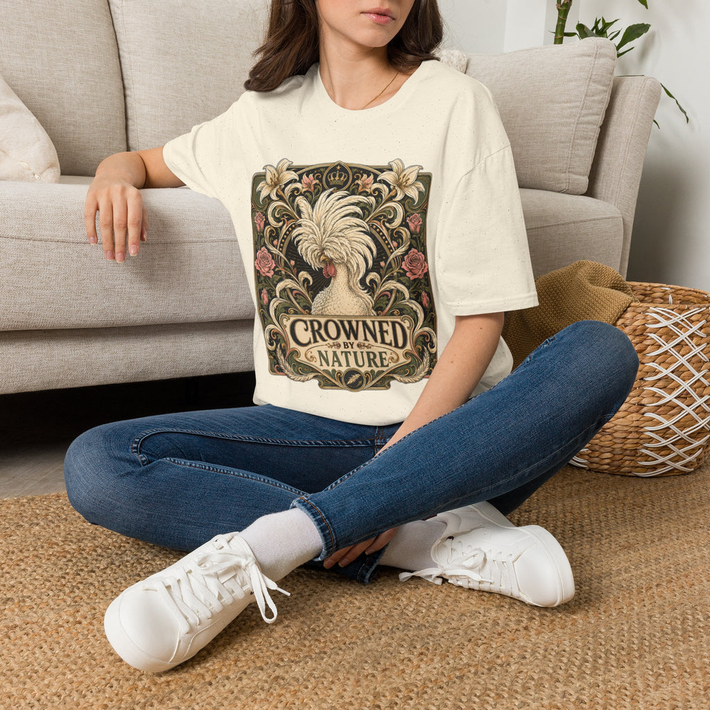 Crowned by Nature Polish Chicken T-Shirt — Vintage Botanical Hen Tee