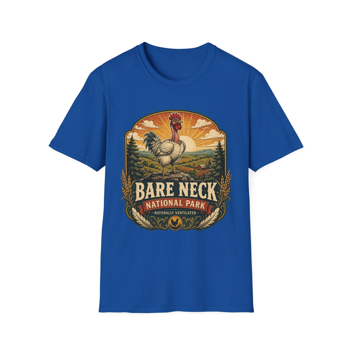 Bare Neck National Park Emblem T-Shirt — Naturally Ventilated Rooster Naked Neck Turken Tee