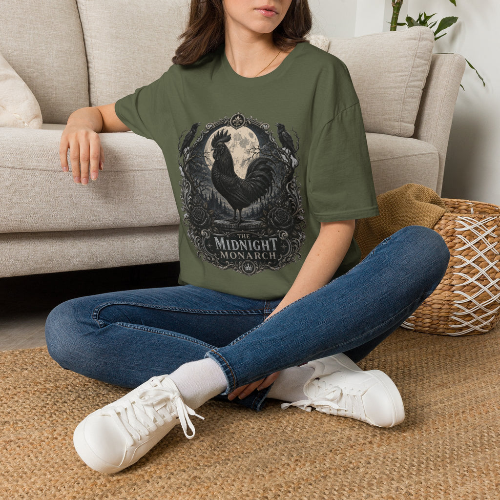 The Midnight Monarch Ayam Cemani T-Shirt — Moonlit Rooster Graphic Tee