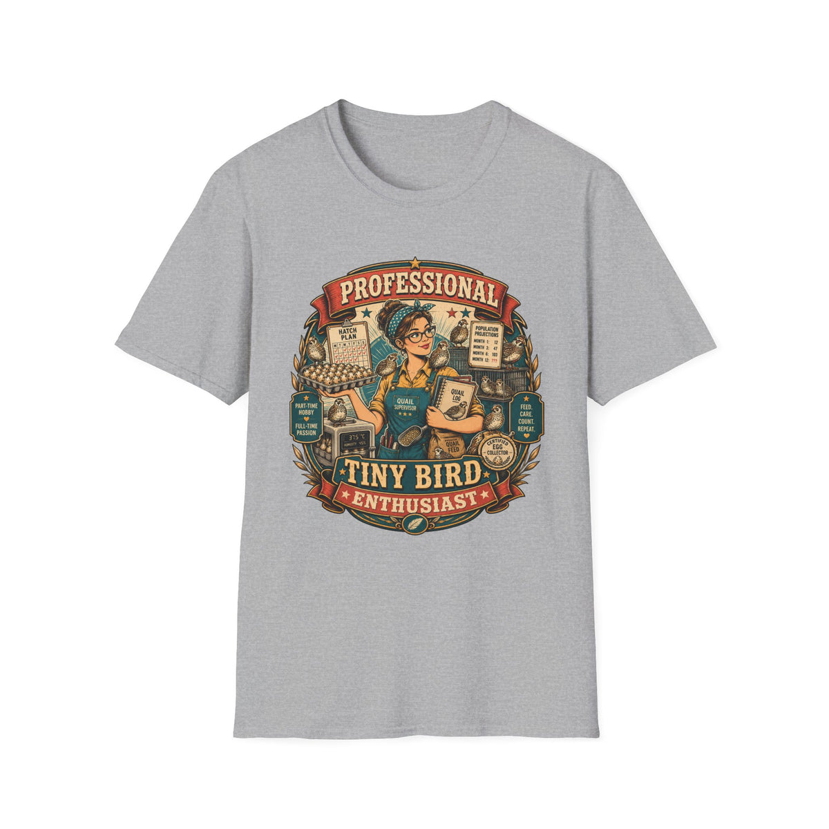 Tiny Bird Enthusiast Badge Quail T-shirt, photo 3