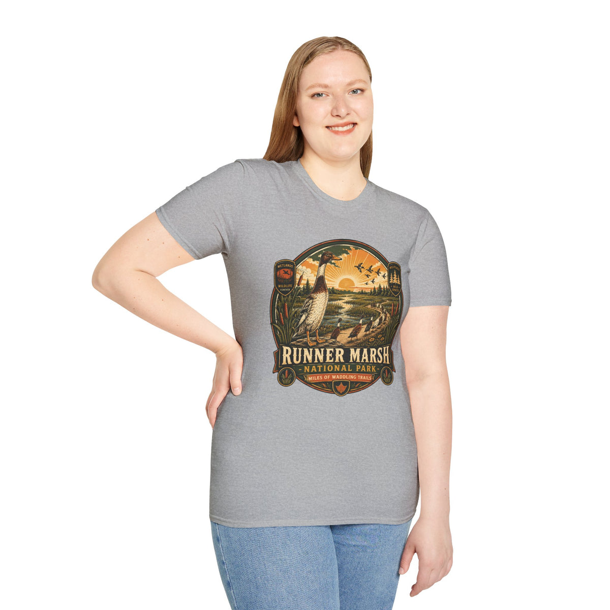 Runner Marsh National Park Badge T-Shirt — Indian Runner Duck Vintage Tee