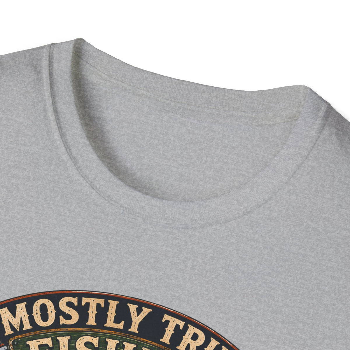 Fishing T-Shirt — "Mostly True Fishing Stories" Vintage Outdoor Tee