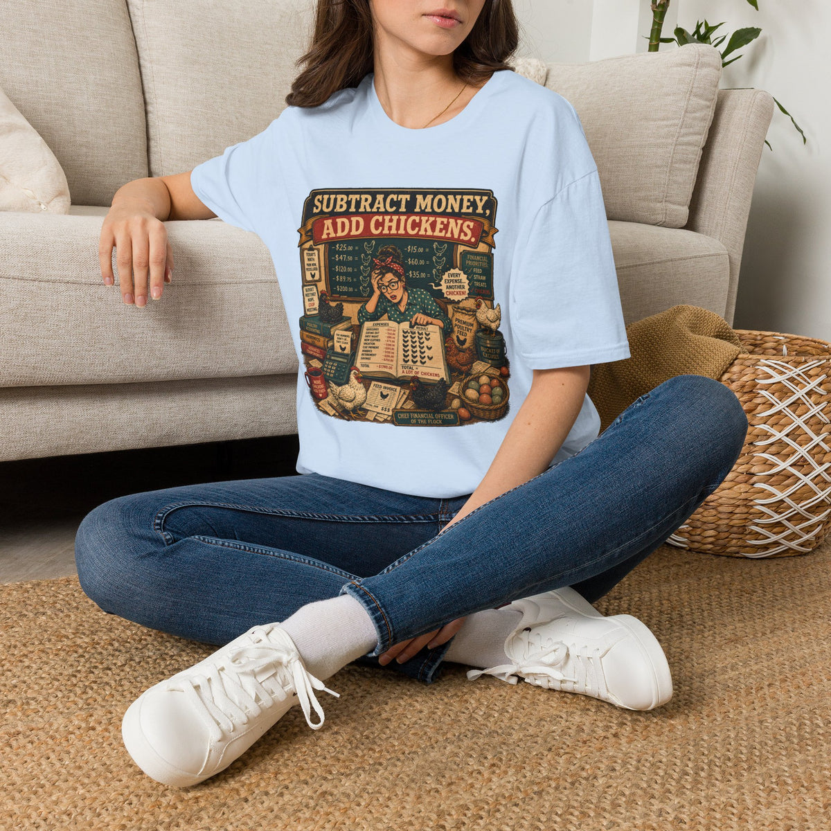 Subtract Money Add Chickens T-Shirt — Chicken Math Budget Tee