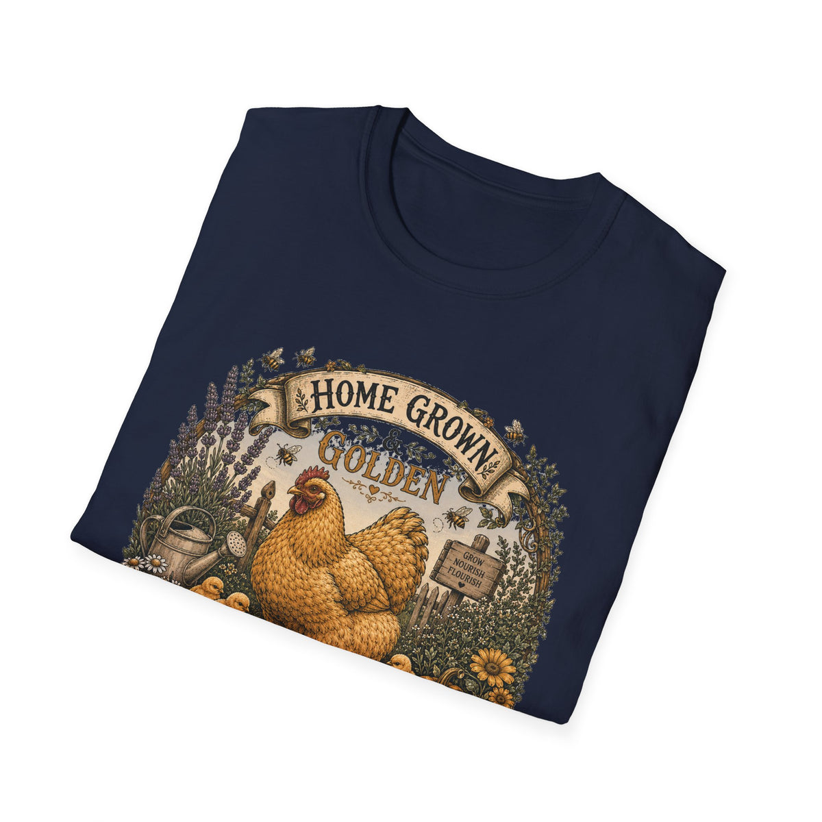 Home Grown and Golden Cochin T-Shirt — Garden Hen & Chicks Tee