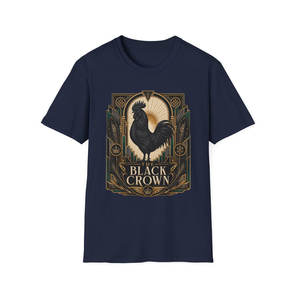 The Black Crown Ayam Cemani T-Shirt — Art Deco Rooster Graphic Tee