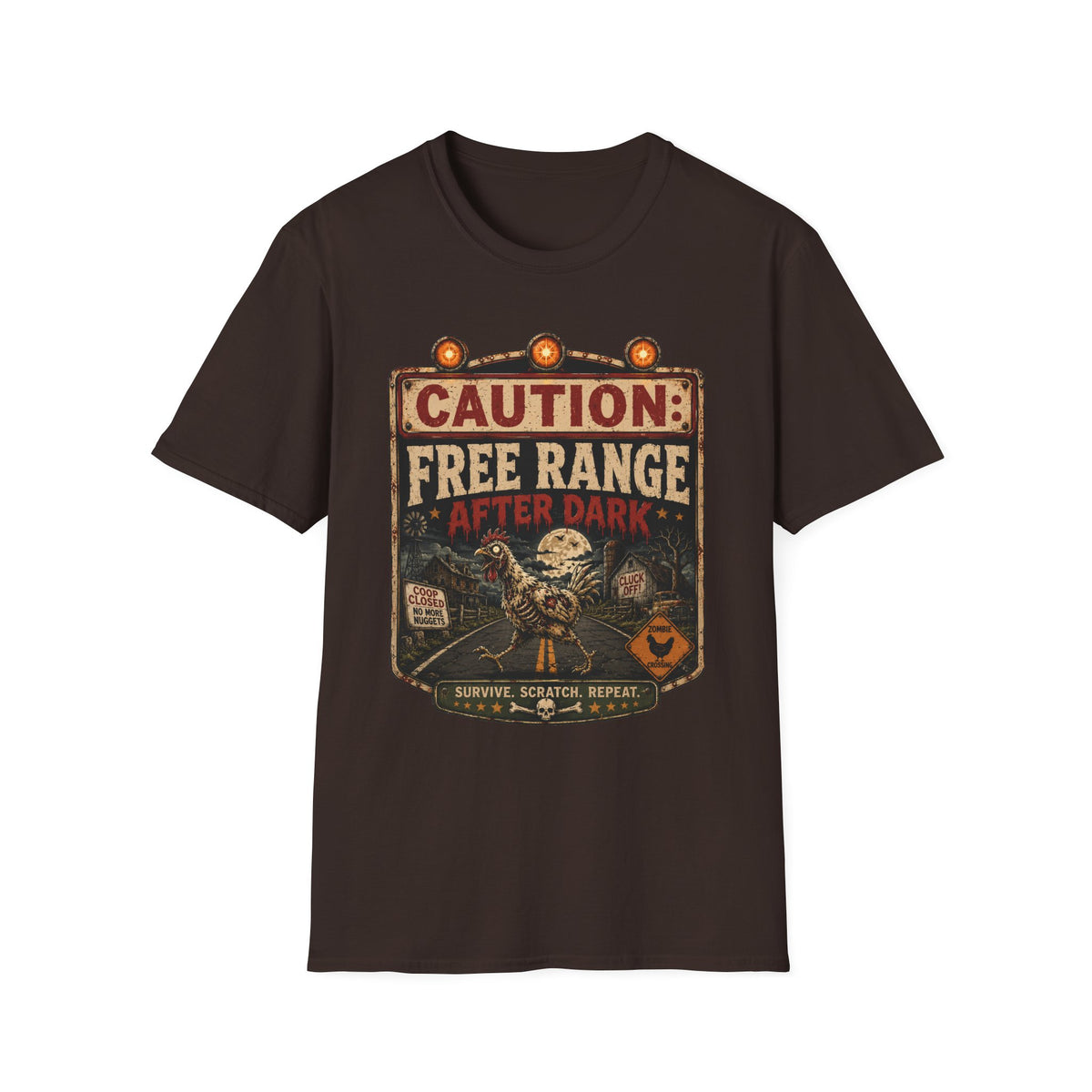 Zombie Chicken Crossing at Night T-shirt, photo 4