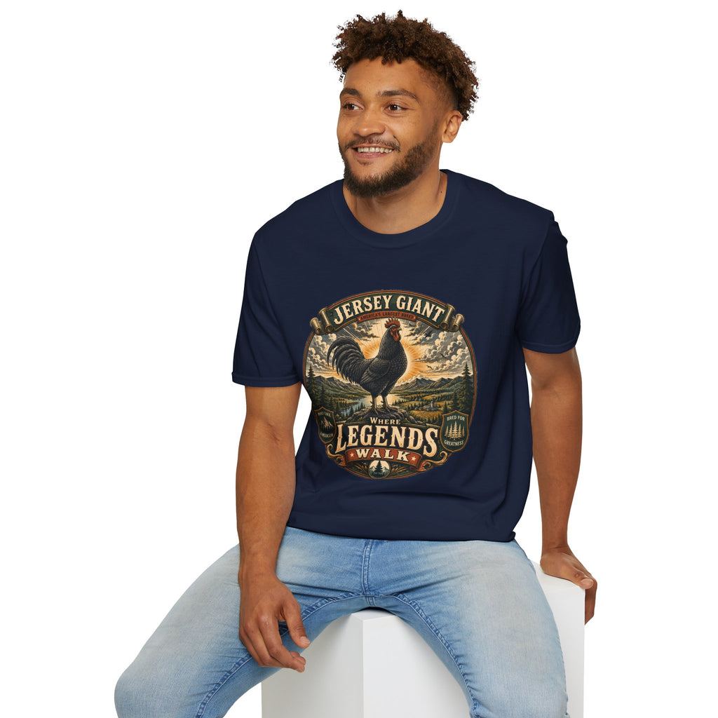 Jersey Giant Heritage Badge T-Shirt — America's Largest Breed Rooster Tee