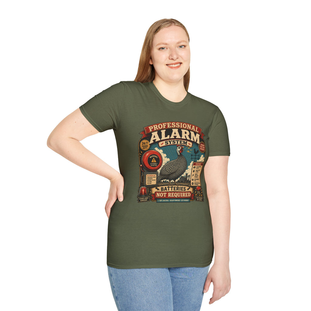 Professional Alarm System Guinea Fowl T-Shirt — Batteries Not Required Tee