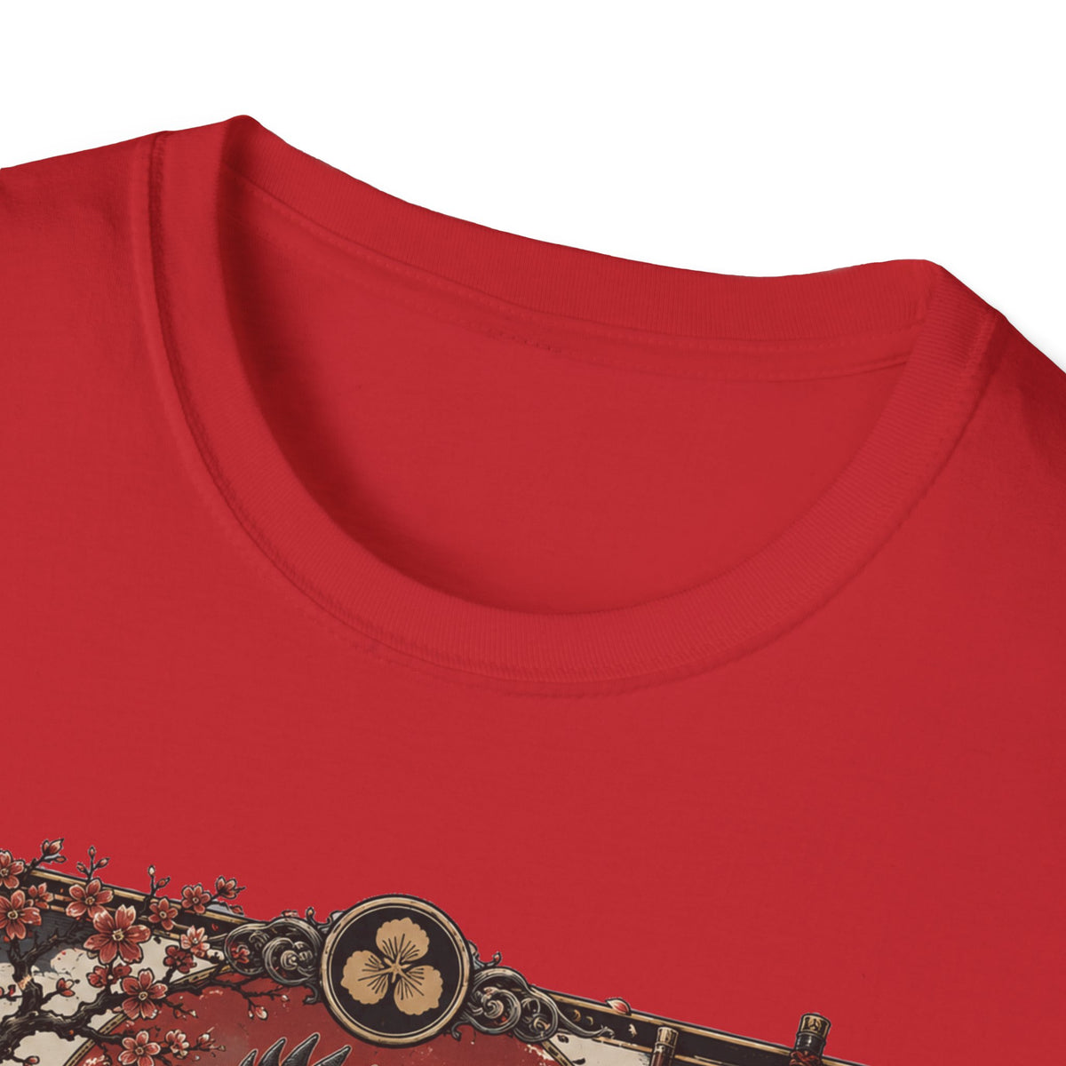 Shadow Samurai Ayam Cemani T-Shirt — Sunset Blossom Warrior Rooster Tee