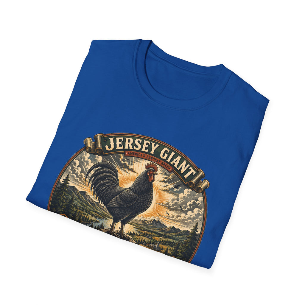 Jersey Giant Heritage Badge T-Shirt — America's Largest Breed Rooster Tee