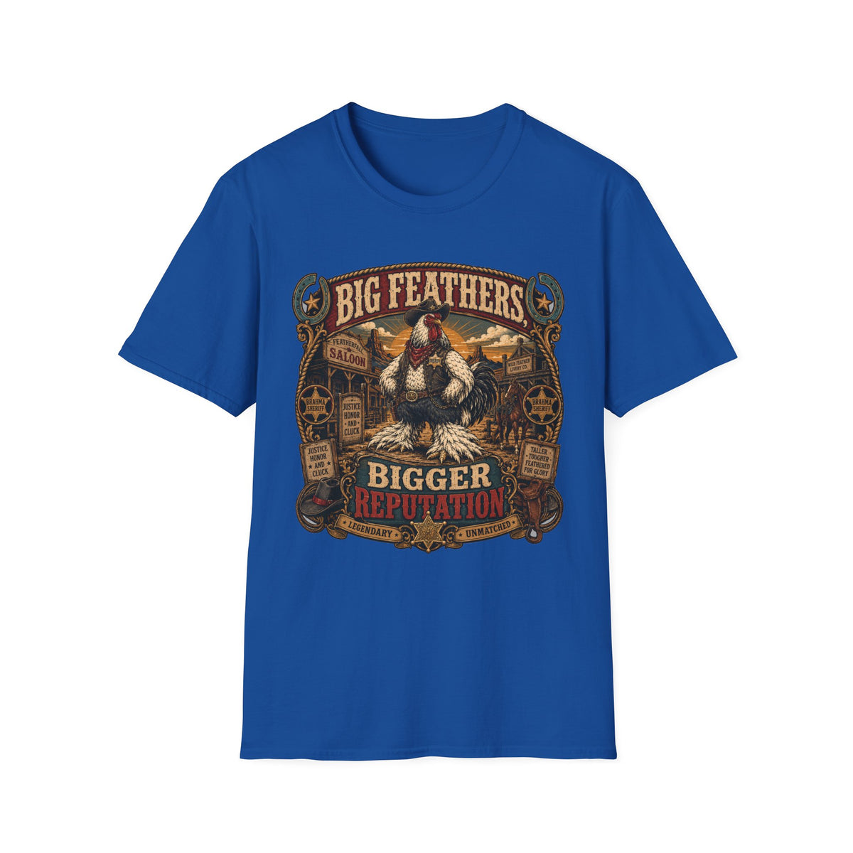 Big Feathers, Bigger Reputation Brahma T-Shirt — Bold Rooster Graphic Tee