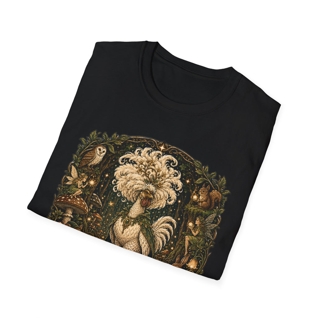 Guardian of the Hidden Grove Polish Chicken T-Shirt — Enchanted Forest Flock Tee