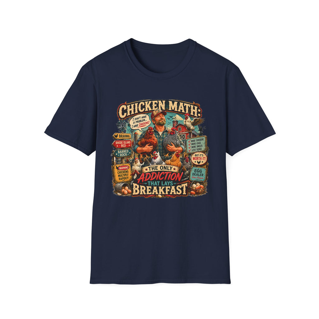 The Only Addiction That Lays Breakfast T-Shirt — Chicken Math Graphic Tee