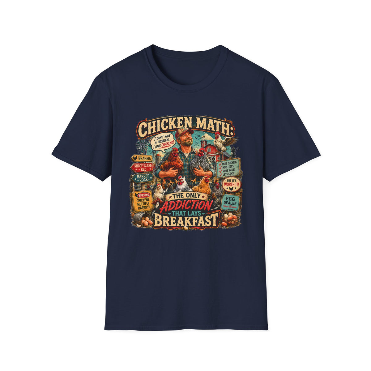 The Only Addiction That Lays Breakfast T-Shirt — Chicken Math Graphic Tee
