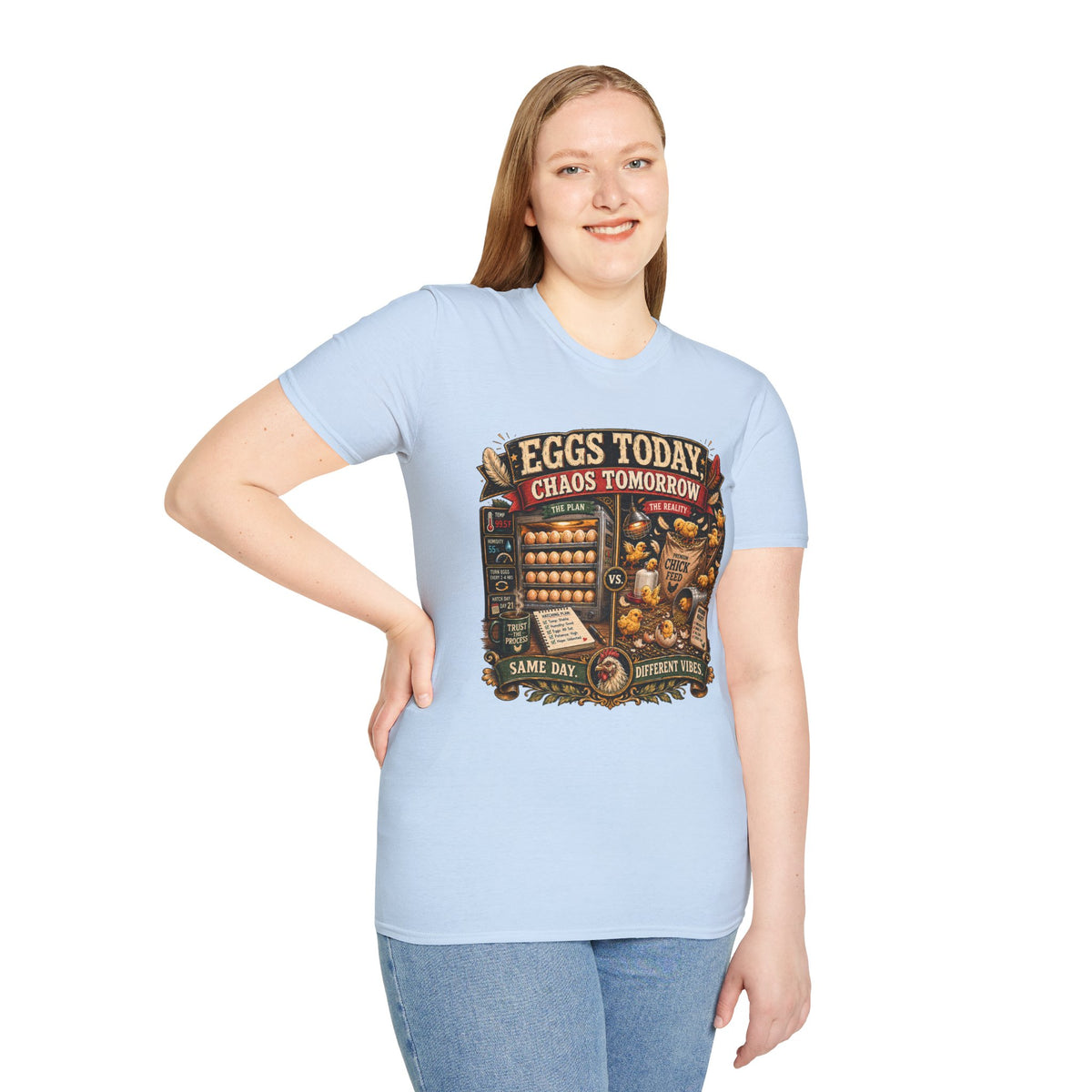Eggs Today Chaos Tomorrow Hatching T-Shirt — Funny Incubator Season Tee