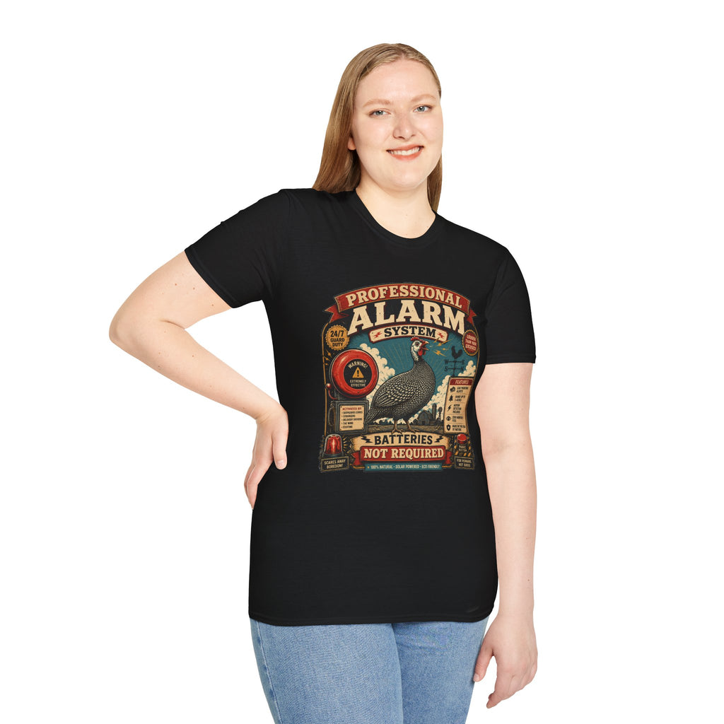 Professional Alarm System Guinea Fowl T-Shirt — Batteries Not Required Tee