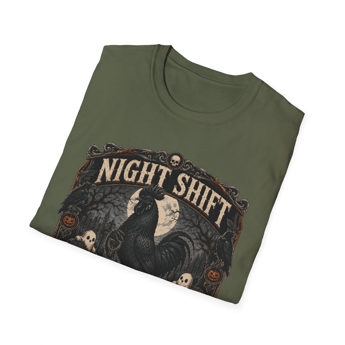 Night Shift Supervisor Ayam Cemani T-Shirt — Graveyard Rooster Graphic Tee