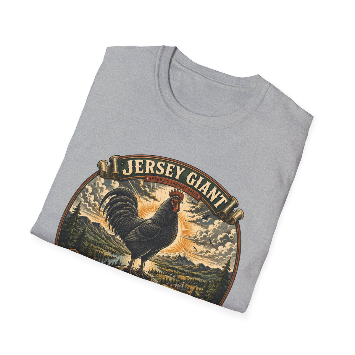 Jersey Giant Heritage Badge T-Shirt — America's Largest Breed Rooster Tee
