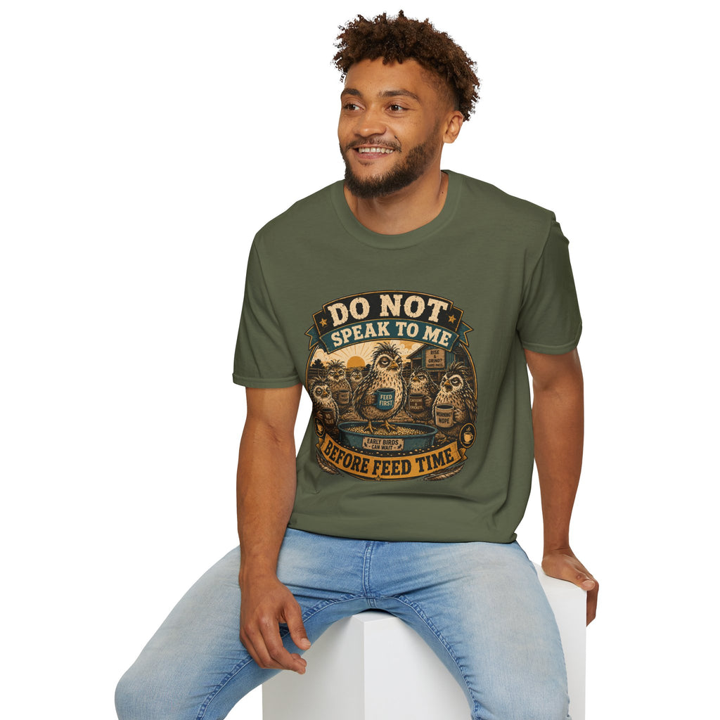 Do Not Speak to Me Before Feed Time Quail T-Shirt — Grumpy Quail Farmer Graphic Tee
