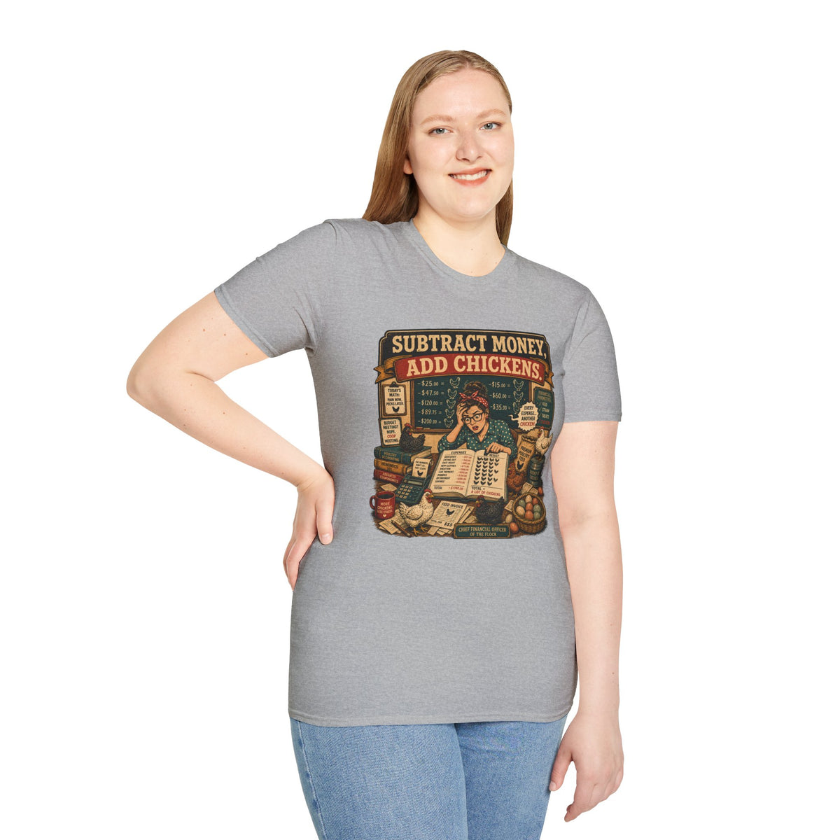 Subtract Money Add Chickens T-Shirt — Chicken Math Budget Tee