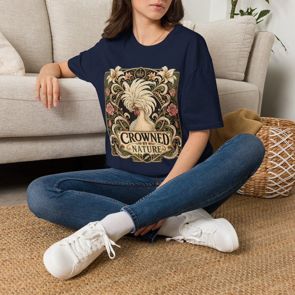 Crowned by Nature Polish Chicken T-Shirt — Vintage Botanical Hen Tee