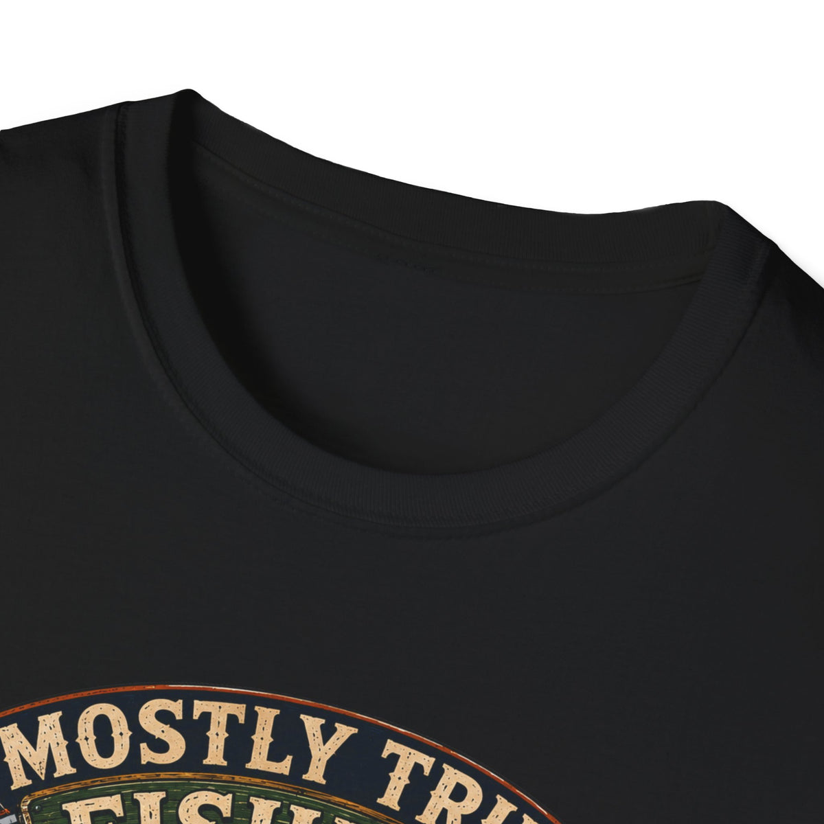 Fishing T-Shirt — "Mostly True Fishing Stories" Vintage Outdoor Tee