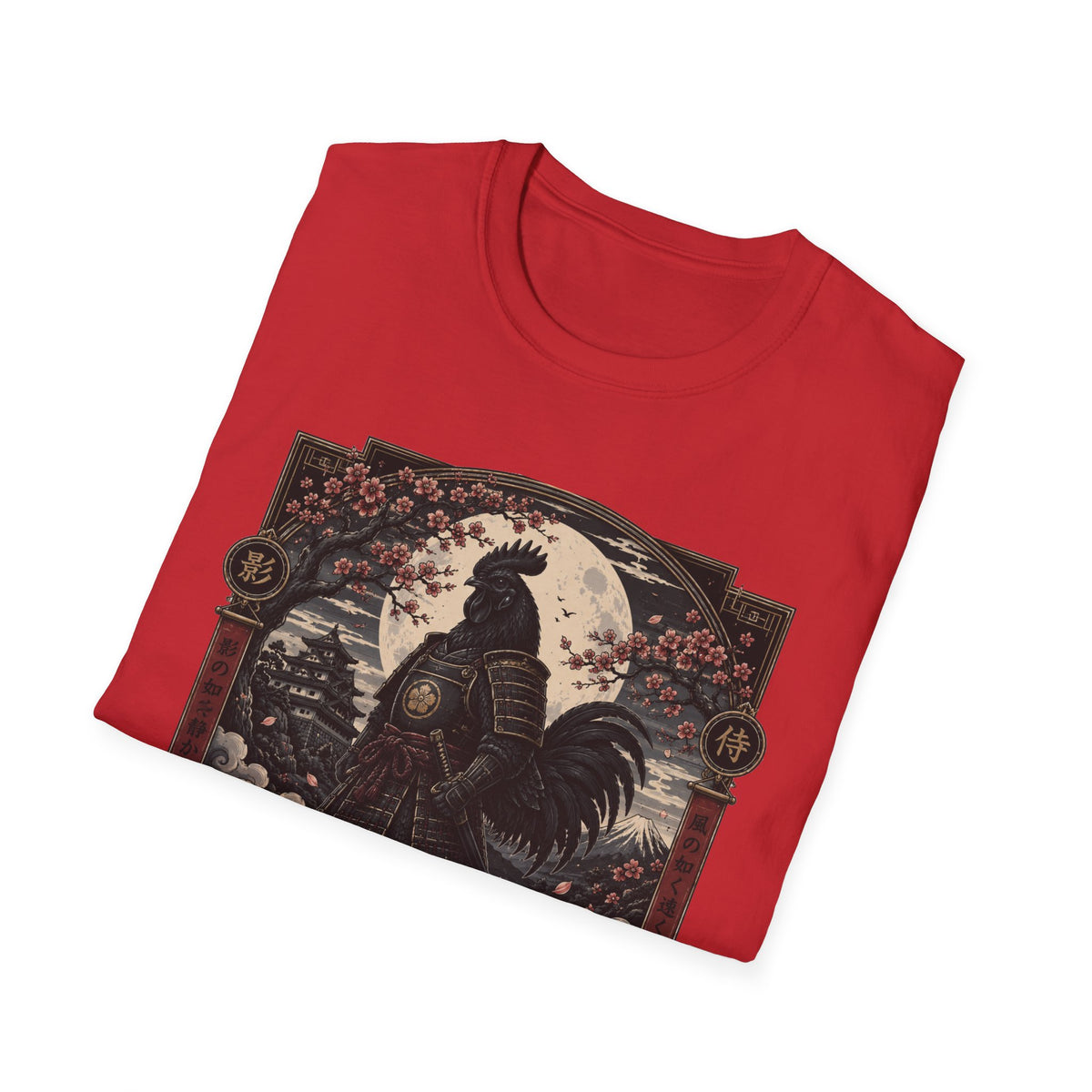 Shadow Samurai Ayam Cemani T-Shirt — Moonrise Warrior Rooster Tee