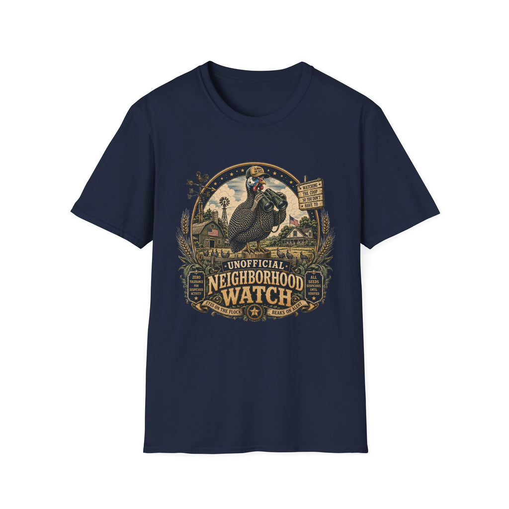 Guinea Fowl Neighborhood Watch T-Shirt — Watching The Coop So You Don't Have To Tee