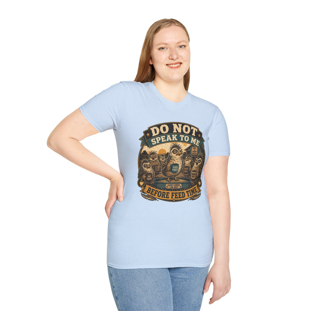 Do Not Speak to Me Before Feed Time Quail T-Shirt — Grumpy Quail Farmer Graphic Tee