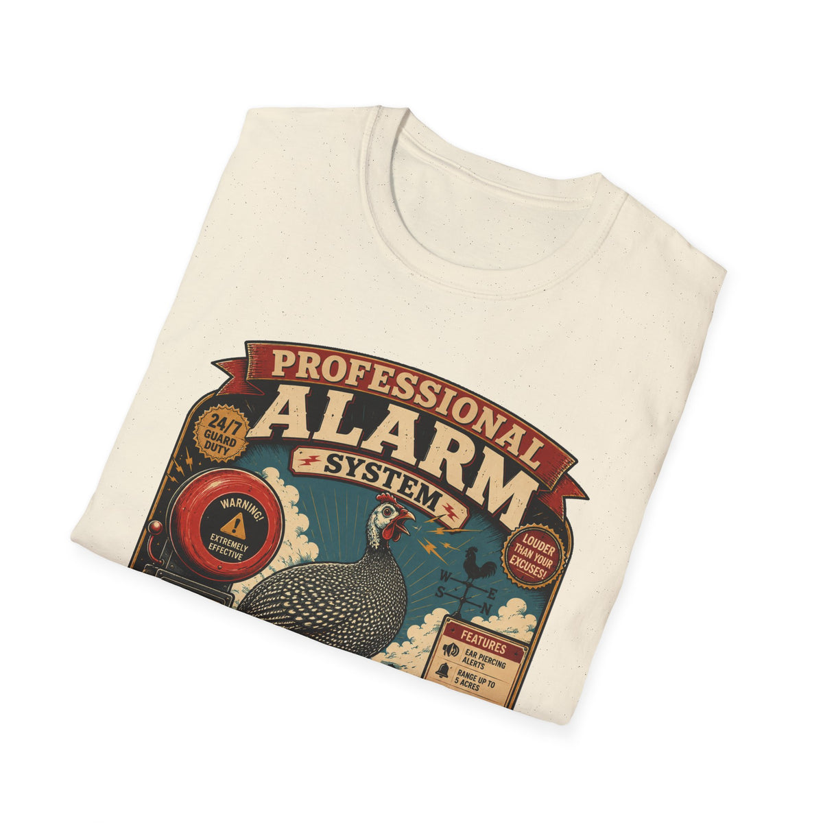 Professional Alarm System Guinea Fowl T-Shirt — Batteries Not Required Tee