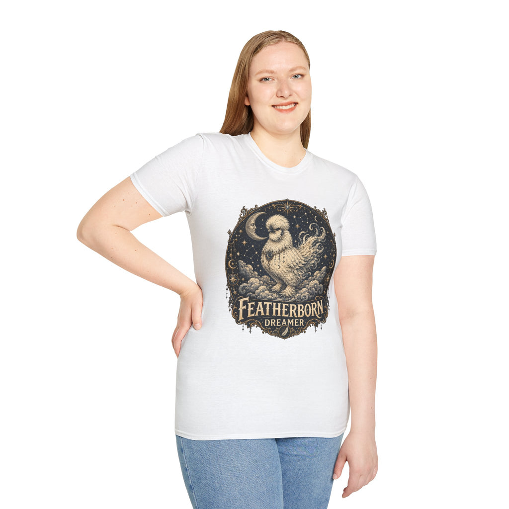 Featherborn Dreamer Silkie T-Shirt — Celestial Moonlit Hen Tee