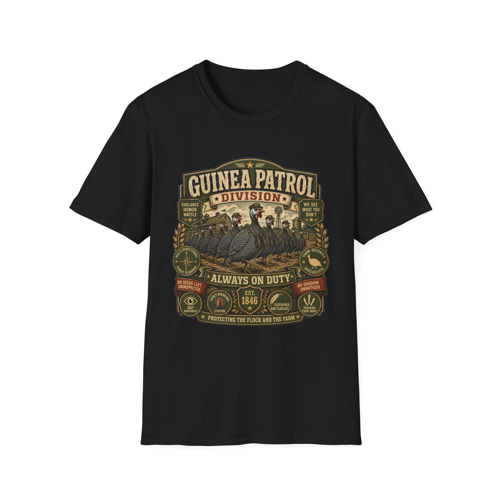 Guinea Patrol Division T-Shirt — Always On Duty Farm Security Tee