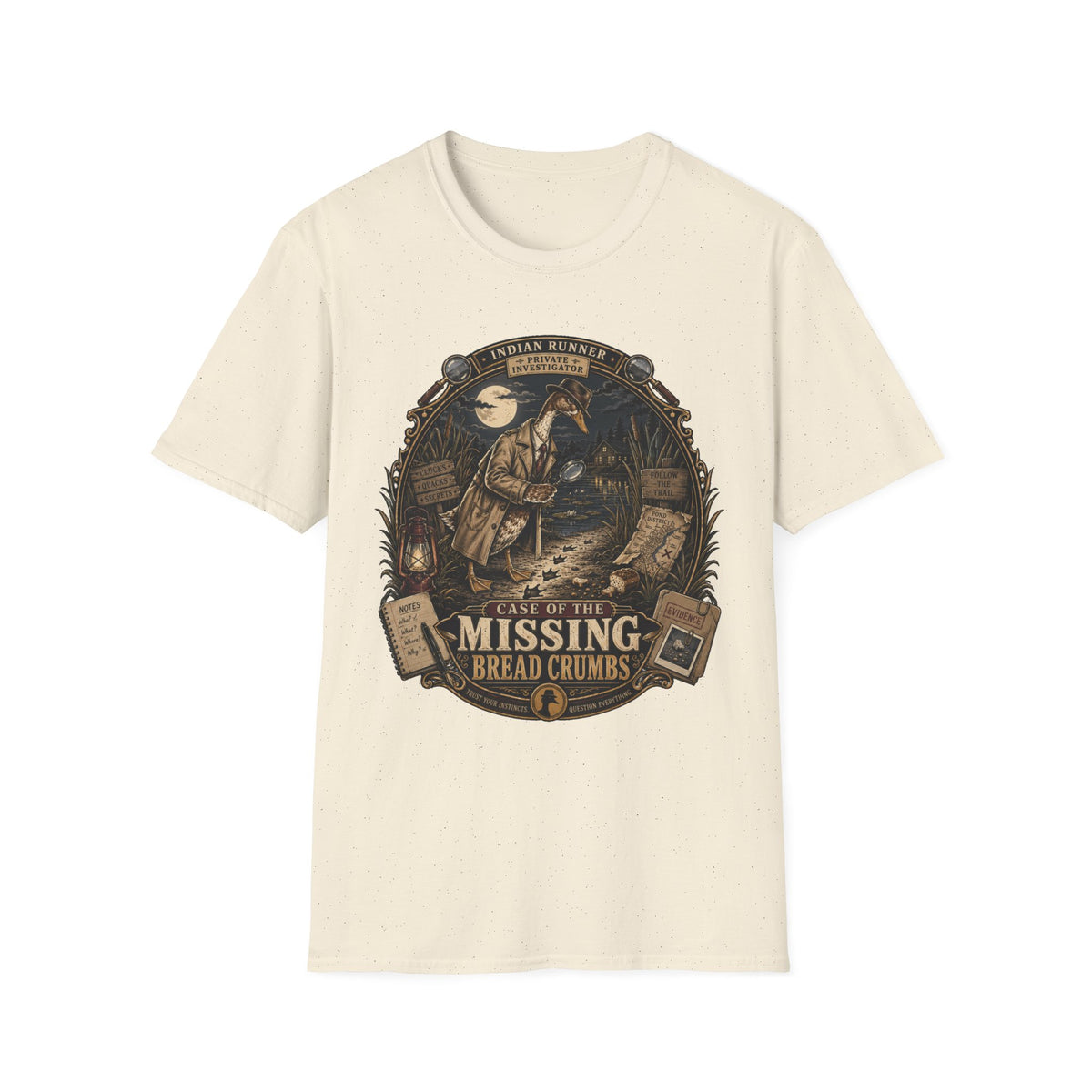 The Case of the Missing Breadcrumbs T-Shirt — Indian Runner Duck Mystery Tee