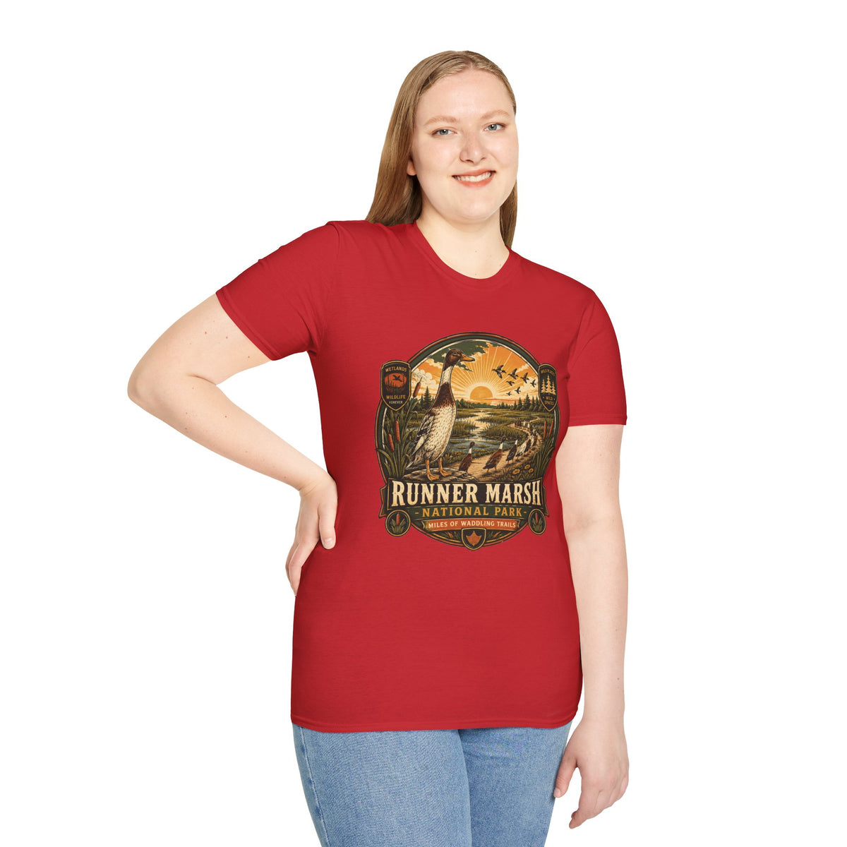 Runner Marsh National Park Badge T-Shirt — Indian Runner Duck Vintage Tee