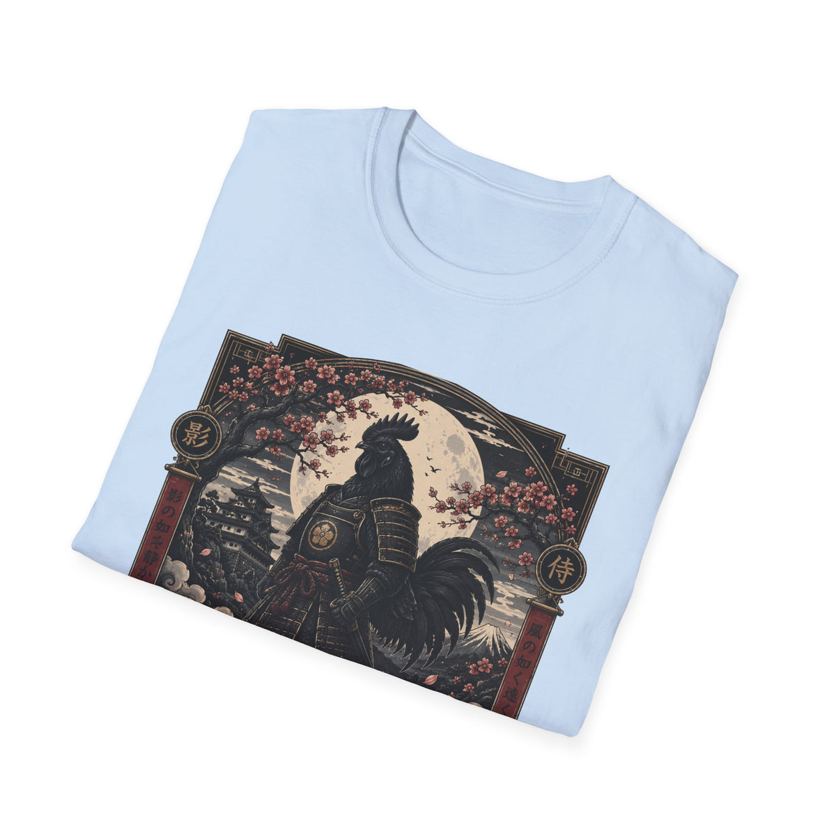 Shadow Samurai Ayam Cemani T-Shirt — Moonrise Warrior Rooster Tee
